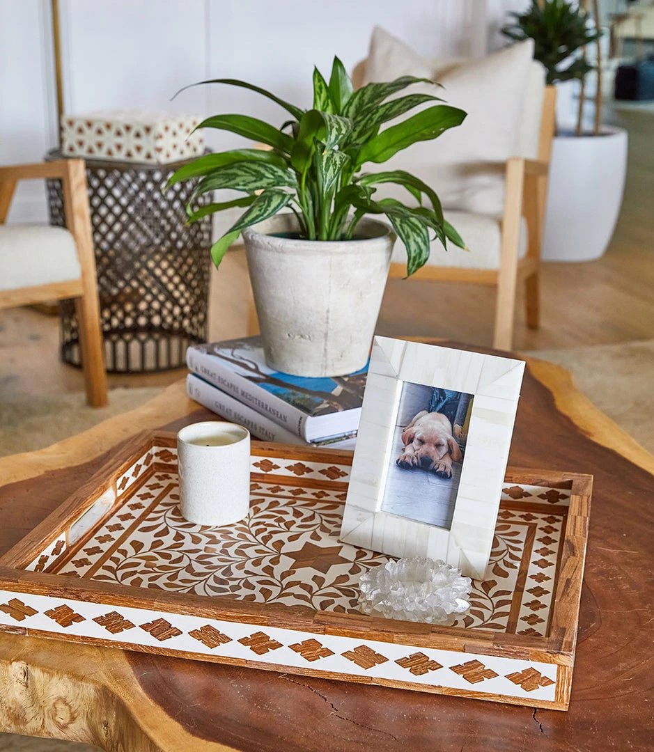 Karen Kane Wood Inlay Tray Home