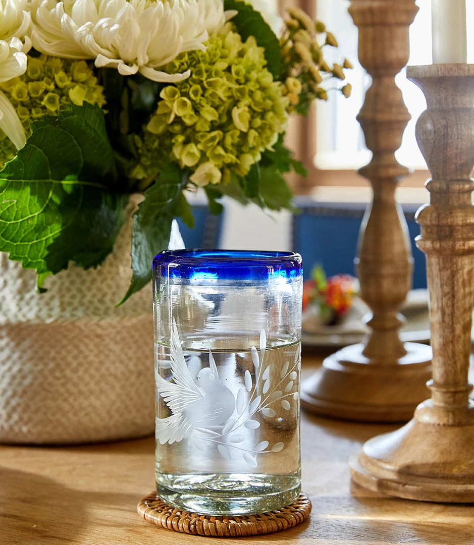 Karen Kane Etched Dove Drinking Glass Home