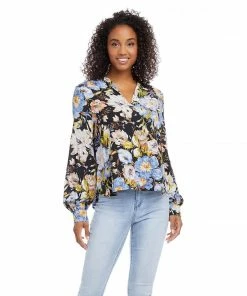 Karen Kane Petite Size Mandarin Collar Top