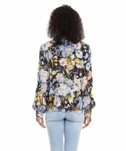 Karen Kane Petite Size Mandarin Collar Top