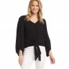 Karen Kane Lantern Sleeve Tie-Front Top