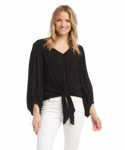 Karen Kane Lantern Sleeve Tie-Front Top