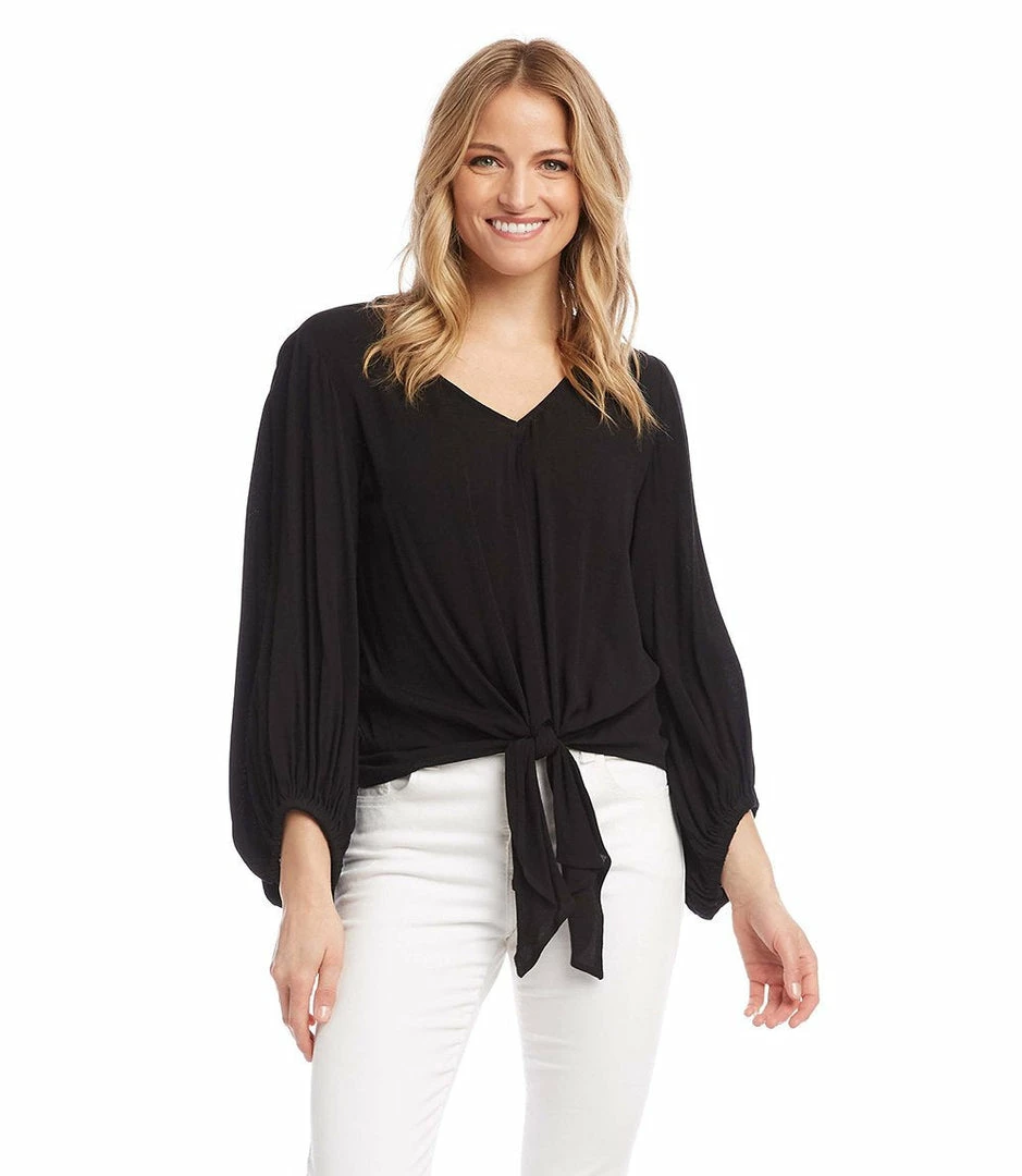 Karen Kane Lantern Sleeve Tie-Front Top