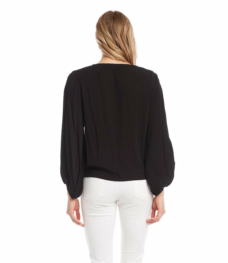 Karen Kane Lantern Sleeve Tie-Front Top