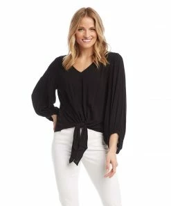 Karen Kane Lantern Sleeve Tie-Front Top
