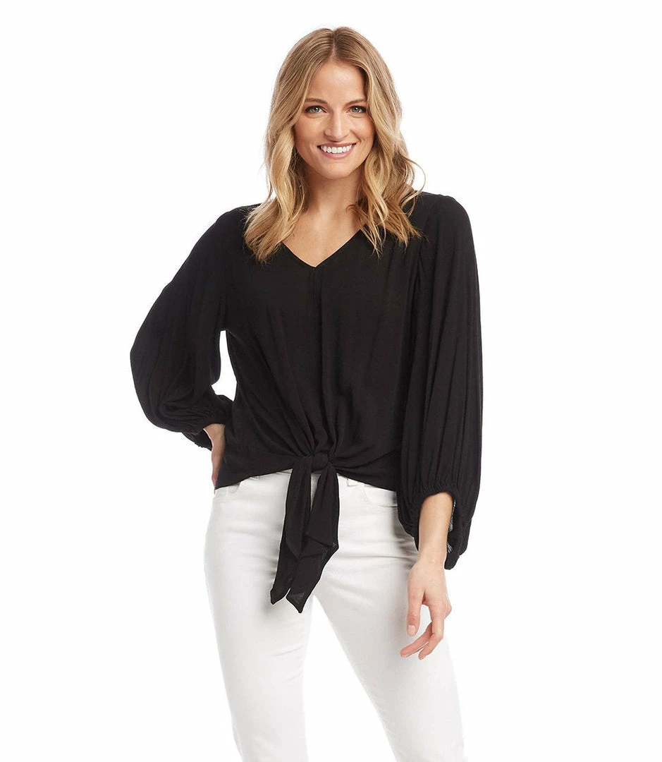Karen Kane Lantern Sleeve Tie-Front Top