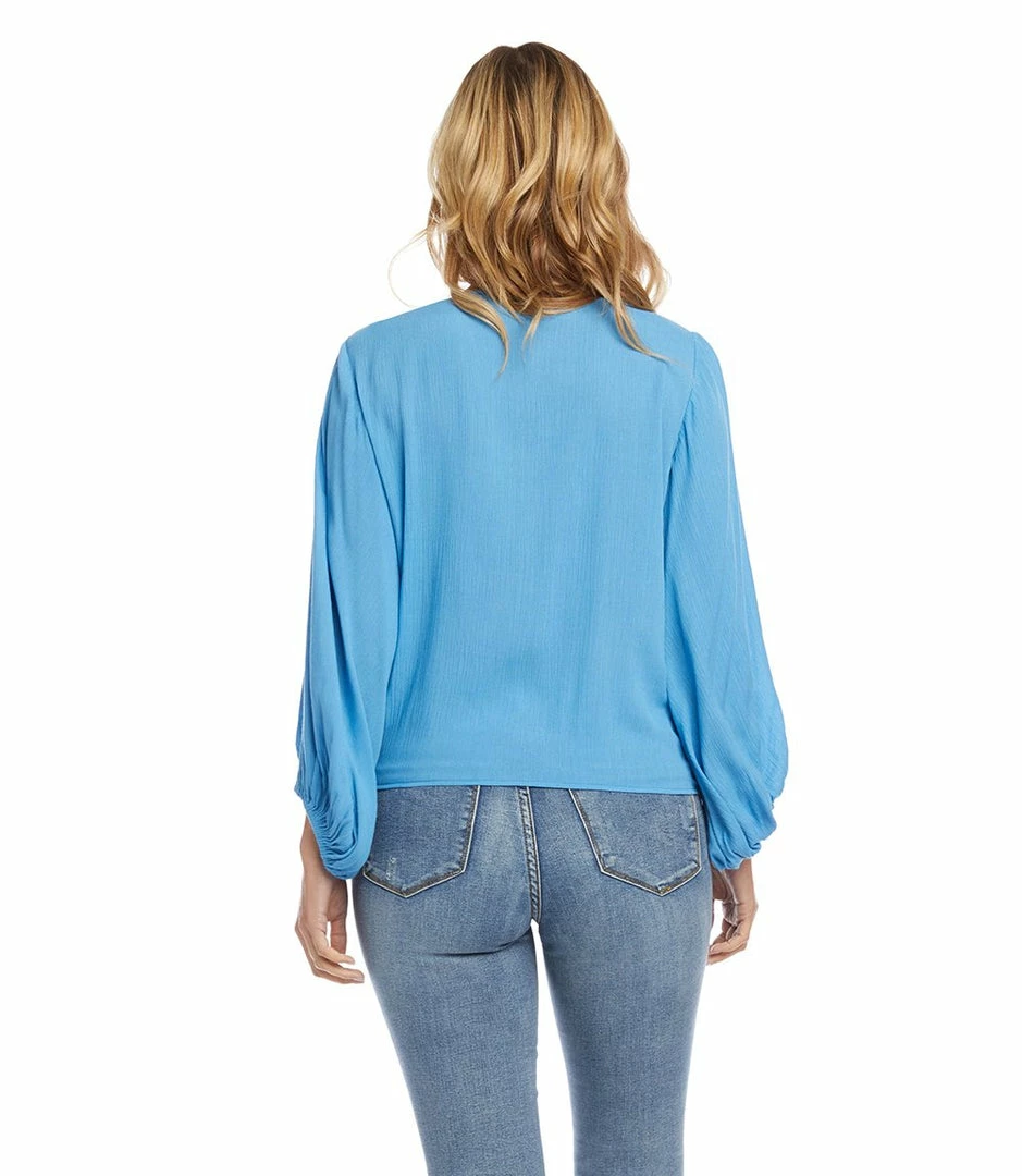 Karen Kane Lantern Sleeve Tie-Front Top Clothing