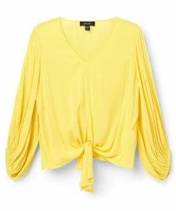 Karen Kane Lantern Sleeve Tie-Front Top