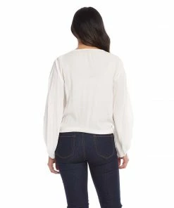 Karen Kane Lantern Sleeve Tie-Front Top Clothing
