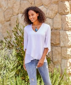 Karen Kane Bracelet Sleeve Asymmetric Top Tops