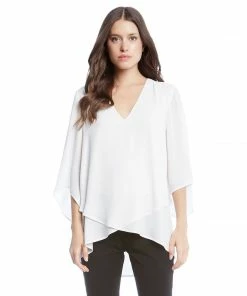 Karen Kane Bracelet Sleeve Asymmetric Top Tops