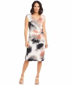 Karen Kane Draped Tie-Dye Dress Clothing