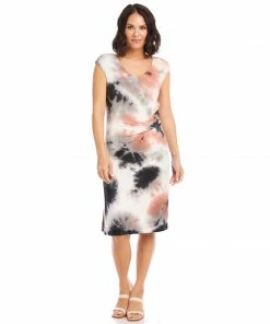 Karen Kane Draped Tie-Dye Dress Clothing
