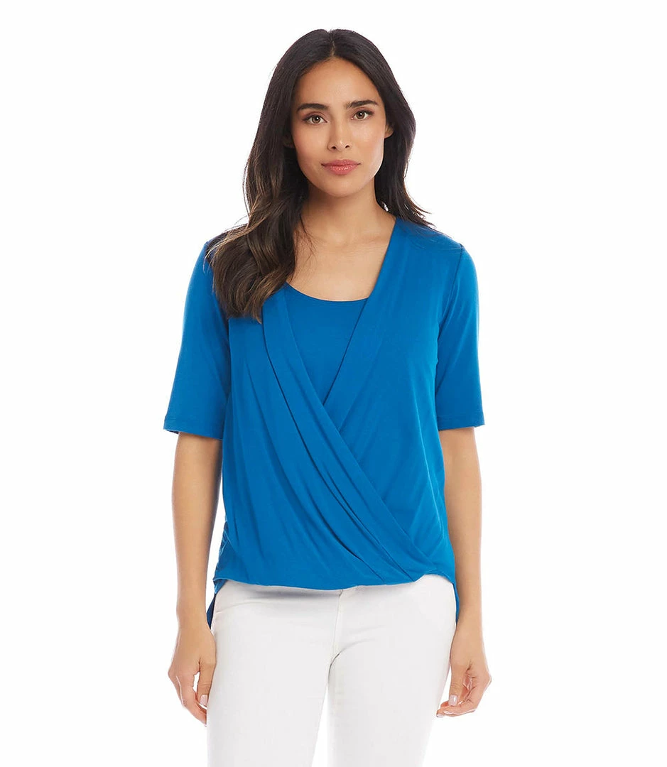 Karen Kane Petite Size Layered Drape Front Top Petites