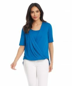 Karen Kane Petite Size Layered Drape Front Top Petites