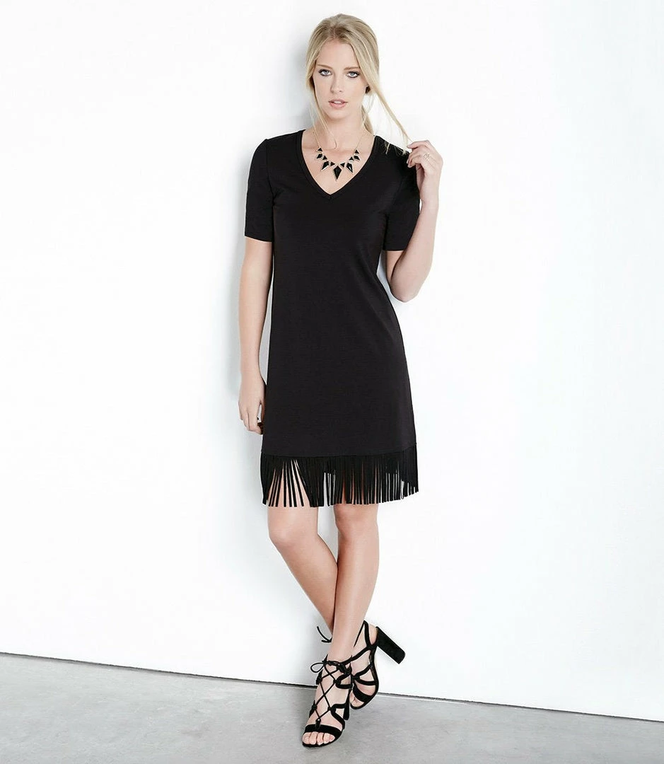 Karen Kane Clothing V-Neck Fringe Dress