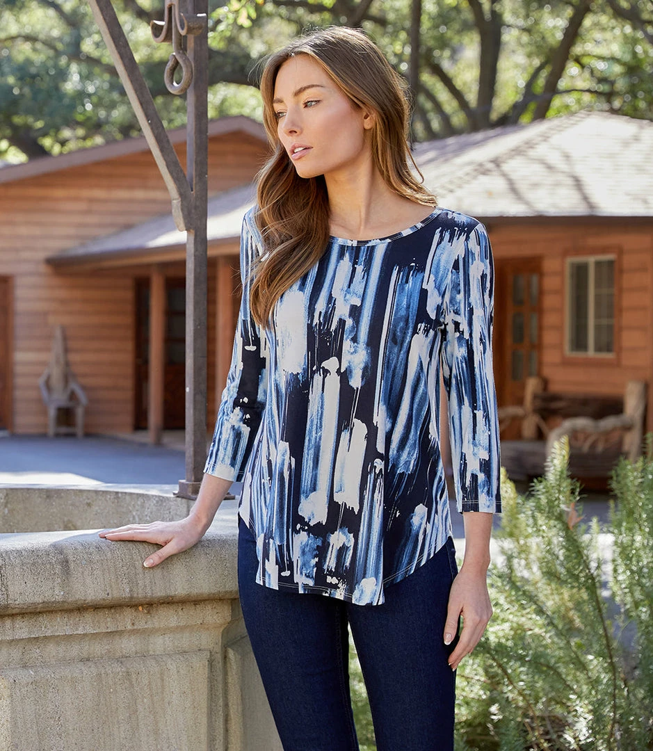 Karen Kane 3/4 Sleeve Shirttail Top Clothing