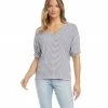 Karen Kane Petites Petite Size Stripe Roll Sleeve Tee