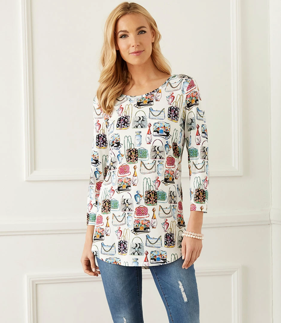 Karen Kane 3/4 Sleeve Shirttail Top Clothing