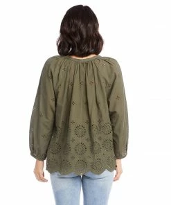Karen Kane Eyelet Border Peasant Top