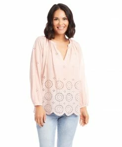 Karen Kane Eyelet Border Peasant Top Clothing