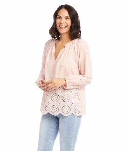 Karen Kane Eyelet Border Peasant Top Clothing