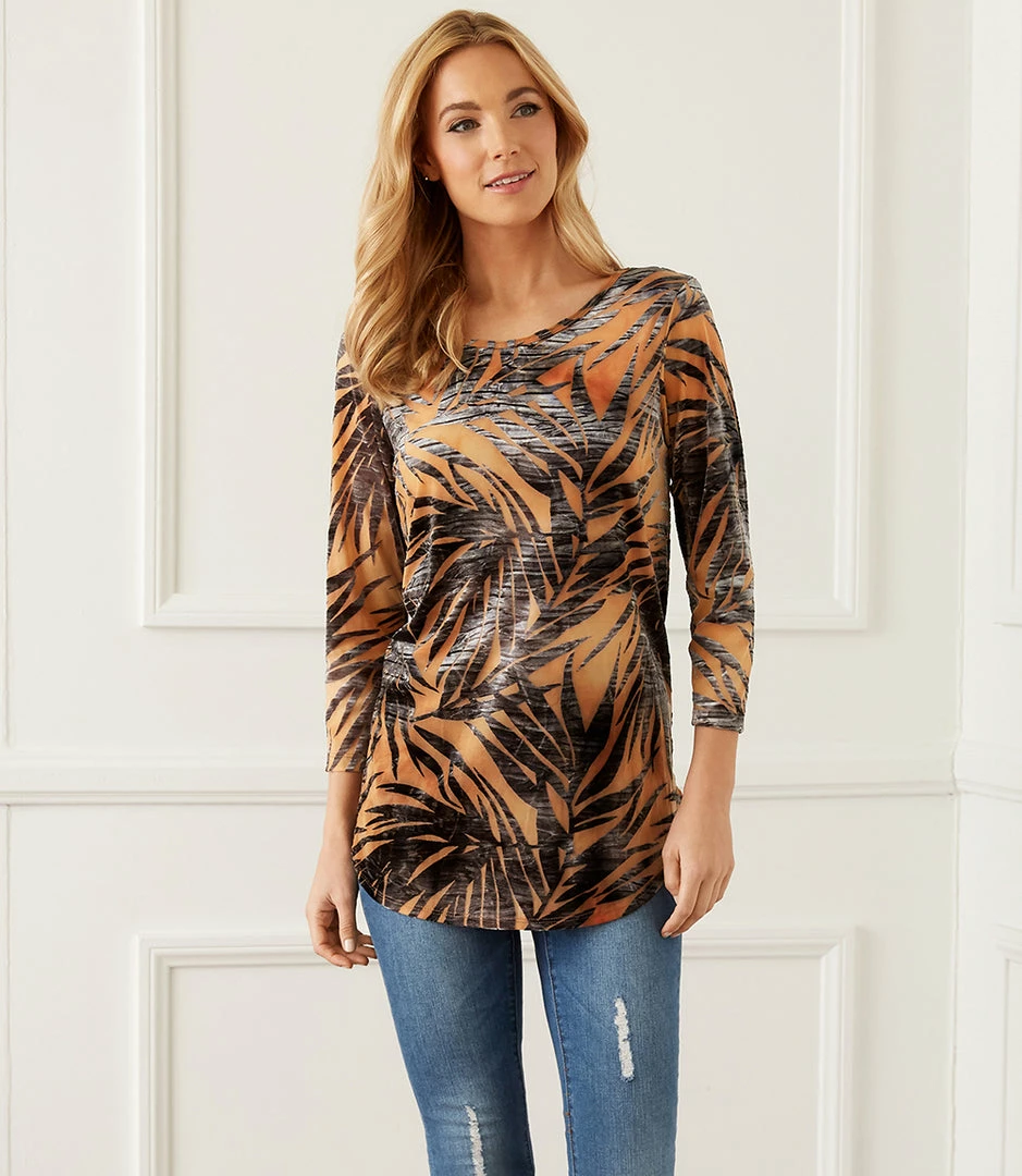 Karen Kane Tie-Dye Burnout Shirttail Top