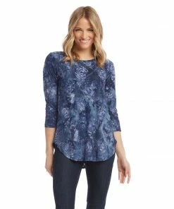 Karen Kane Petite Size Tie-Dye Burnout Shirttail Tee