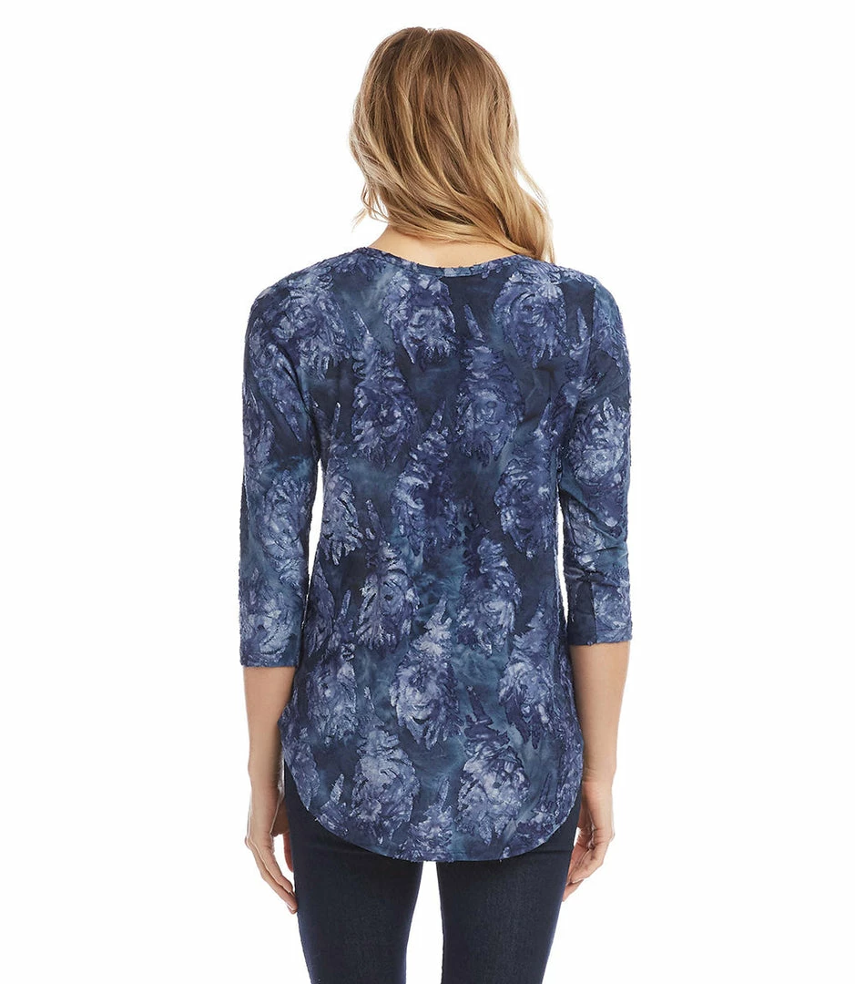 Karen Kane Petite Size Tie-Dye Burnout Shirttail Tee