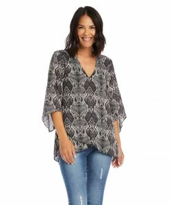 Karen Kane Bracelet Sleeve Asymmetric Top Clothing
