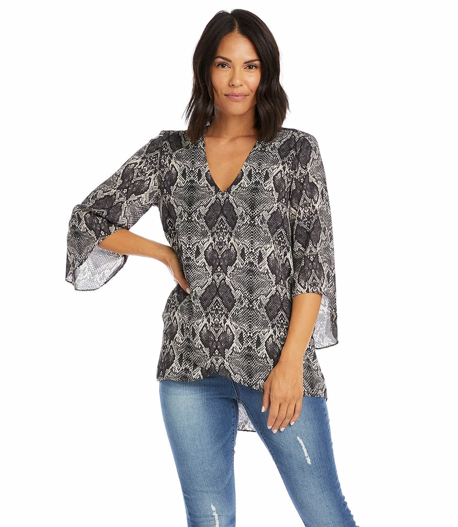 Karen Kane Bracelet Sleeve Asymmetric Top Clothing