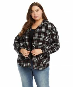 Karen Kane Plus Size Plaid Shirt Jacket