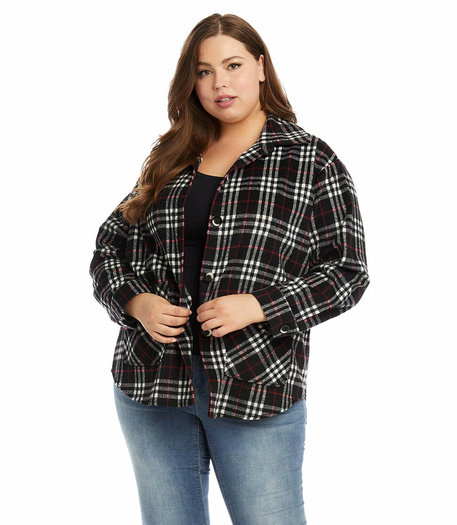 Karen Kane Plus Size Plaid Shirt Jacket
