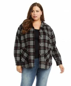 Karen Kane Plus Size Plaid Shirt Jacket