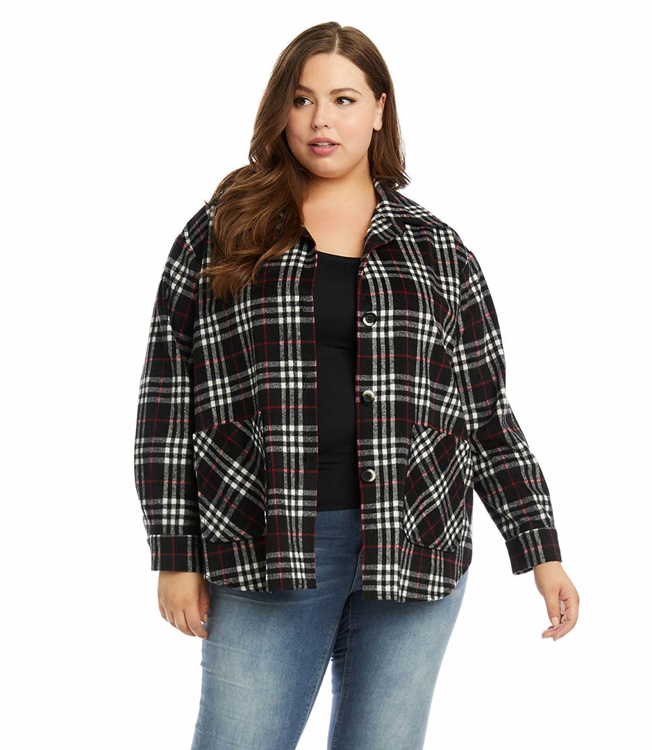 Karen Kane Plus Size Plaid Shirt Jacket