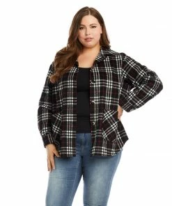 Karen Kane Plus Size Plaid Shirt Jacket