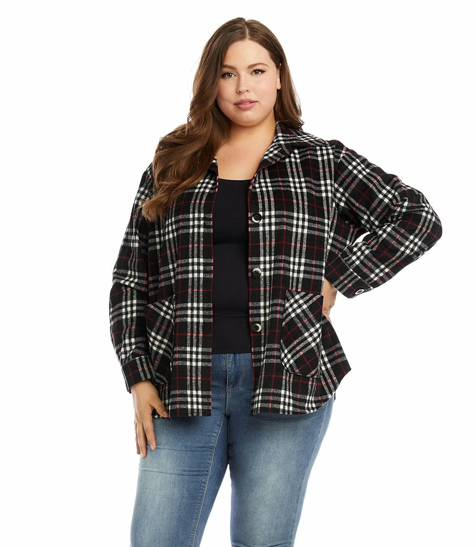 Karen Kane Plus Size Plaid Shirt Jacket