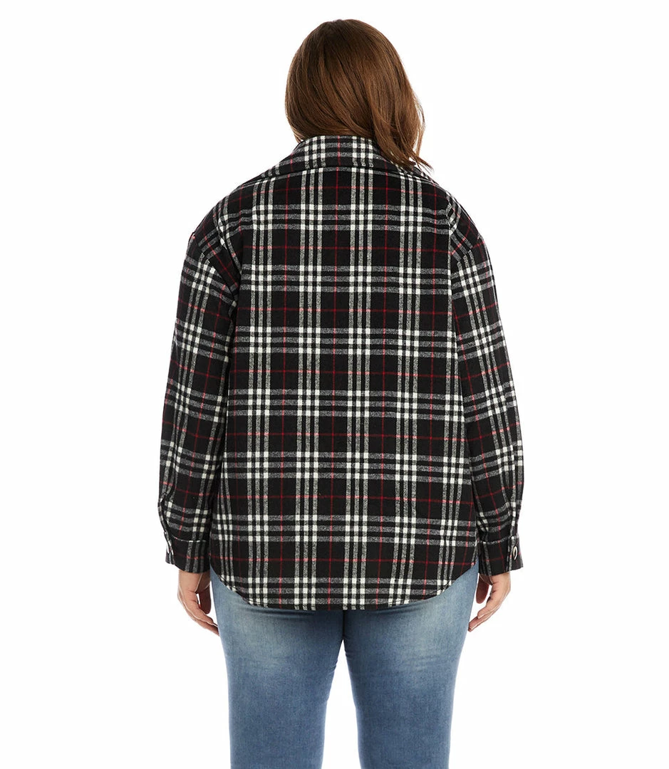 Karen Kane Plus Size Plaid Shirt Jacket