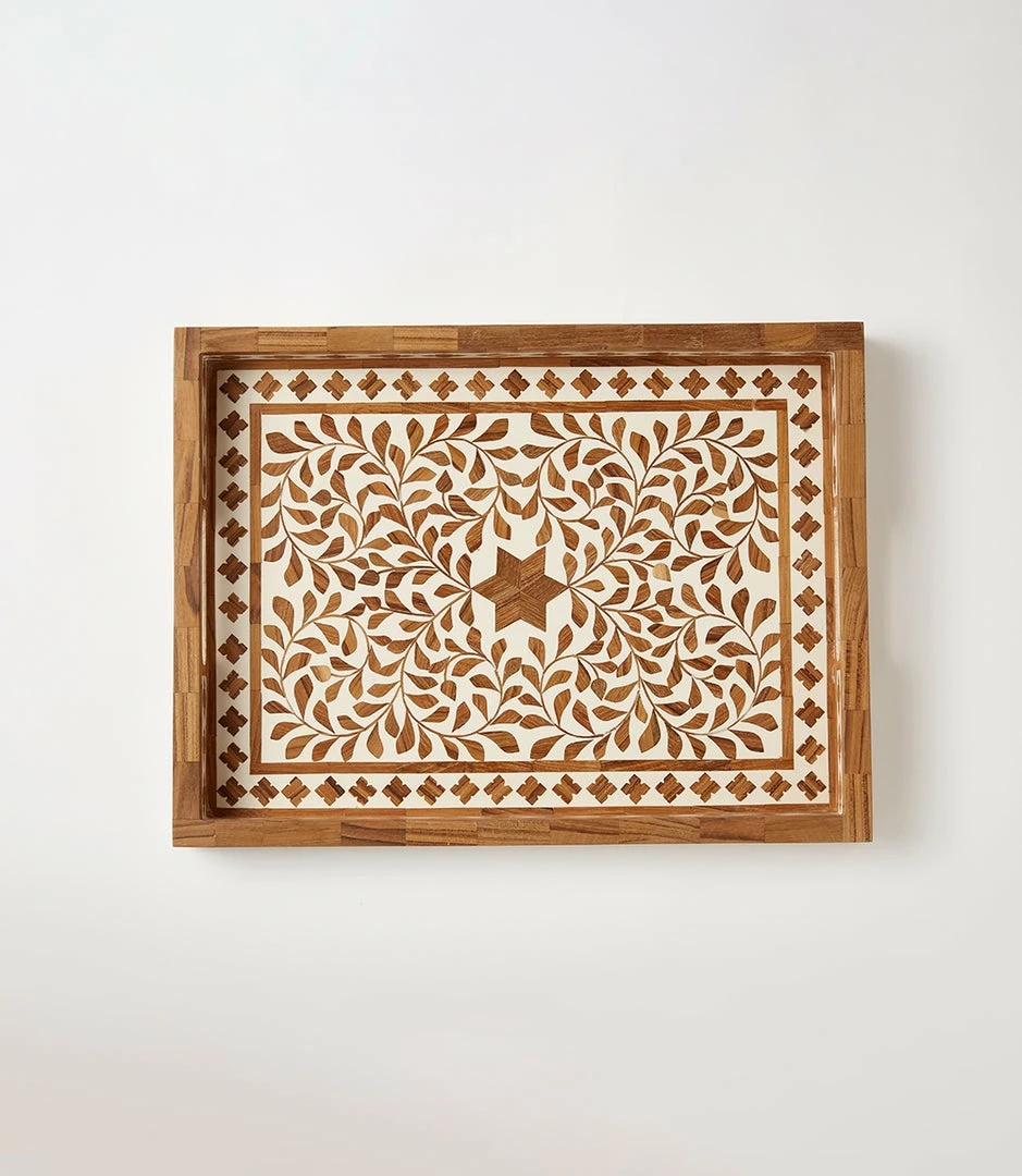 Karen Kane Wood Inlay Tray Home