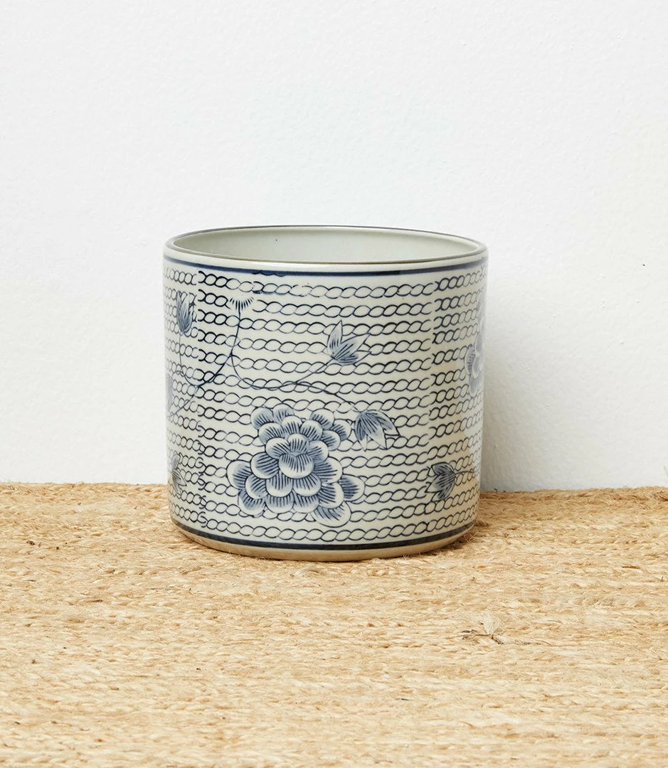 Karen Kane Blue And White Flower Vase/Planter Home