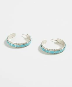 Karen Kane Accessories Turquoise Inlay Hoop Earrings