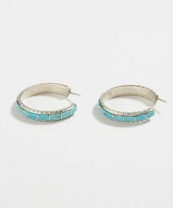 Karen Kane Accessories Turquoise Inlay Hoop Earrings