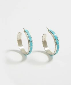 Karen Kane Accessories Turquoise Inlay Hoop Earrings