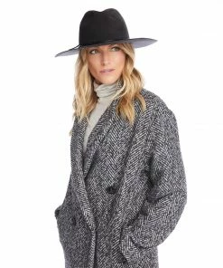 Karen Kane Accessories Leather Trim Velour Hat