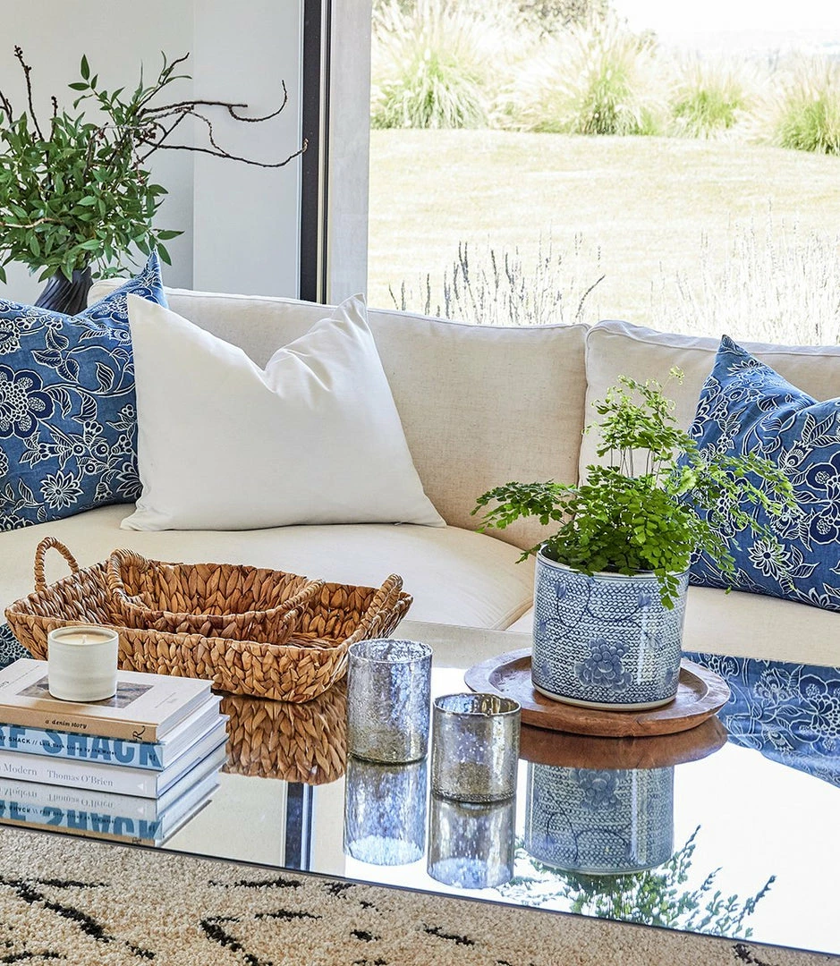 Karen Kane Blue And White Flower Vase/Planter Home