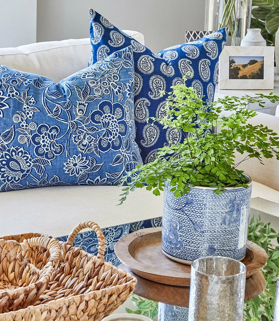 Karen Kane Blue And White Flower Vase/Planter Home