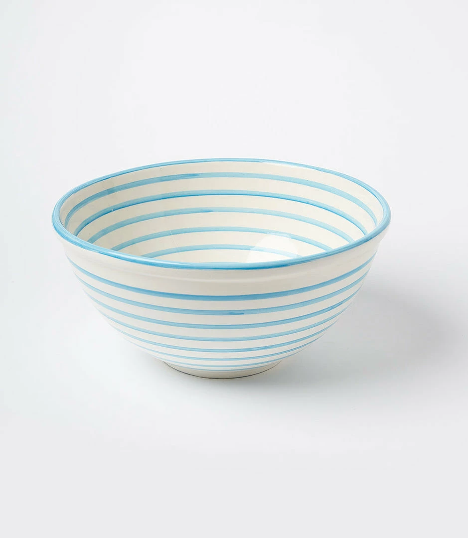 Karen Kane Turquoise Stripe Serving Bowl