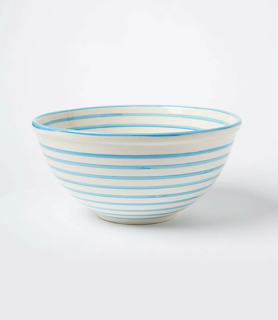 Karen Kane Turquoise Stripe Serving Bowl