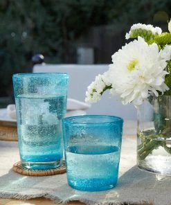 Karen Kane Home Handcrafted Turquoise Drinking Glass