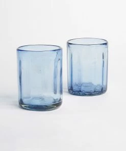 Karen Kane Ridged Blue Drinking Glass Home